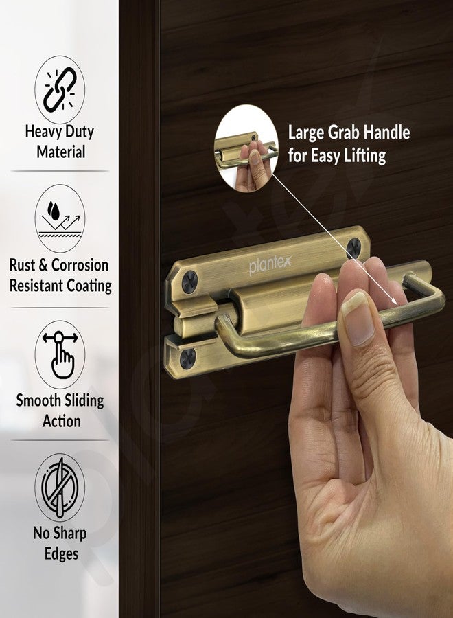 Plantex Door Latch for Bathroom/Latch Lock for Main Door/Door Stopper/Baby Latch/Door Lock Latch for Home/Office Doors/Chitkani - Pack of 1 (Brass Antique) - Image 3